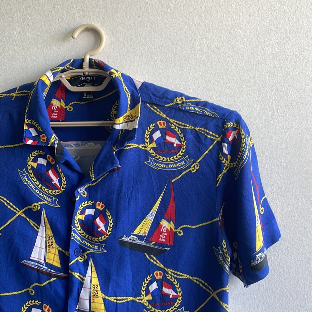 Nautical Button Down Shirt Forever 21 Medium .